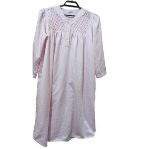 Miss Elaine Womens Pink Nightgown with Embroidered Details & Buttons size  XL